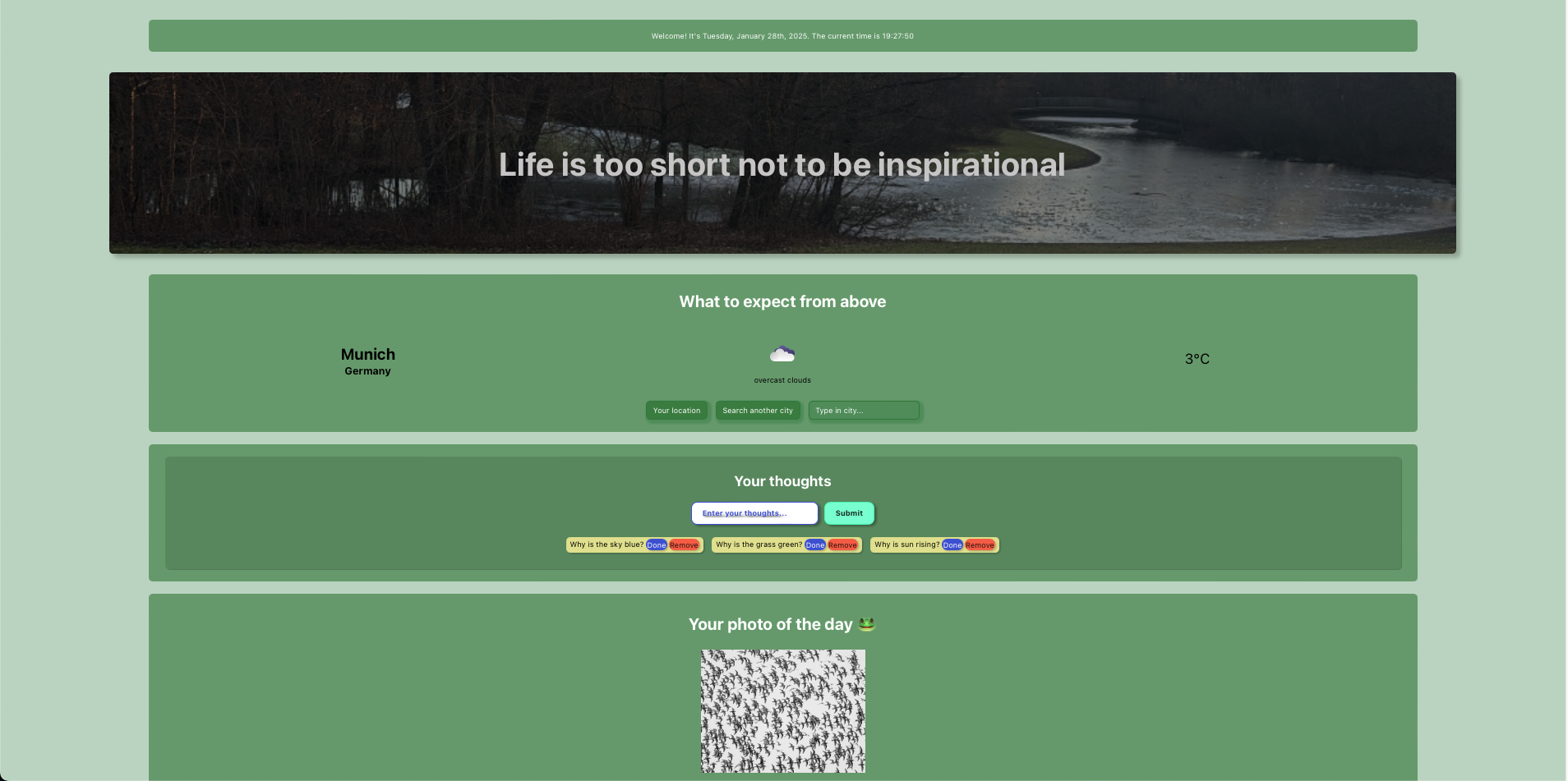 Screenshot of a homepage with react and redux